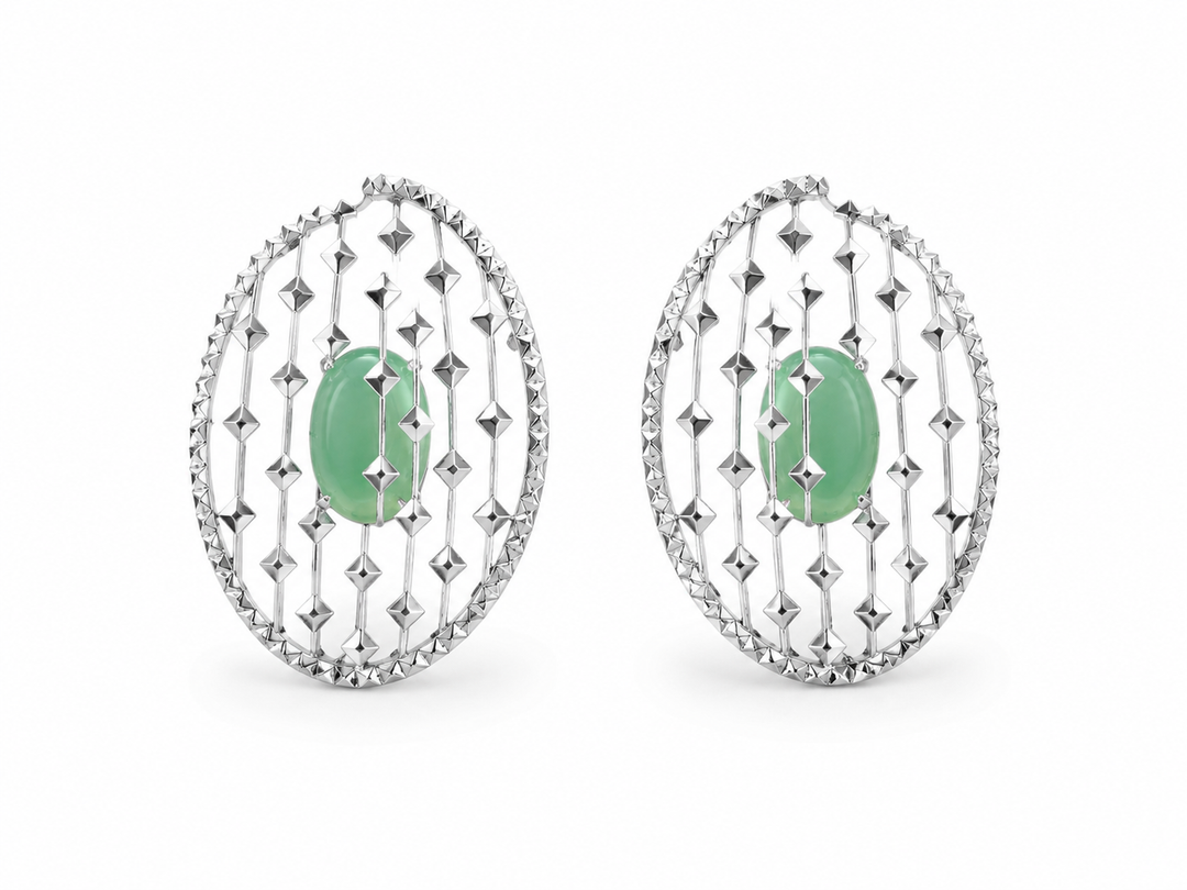 Brinco Oval com Pedras