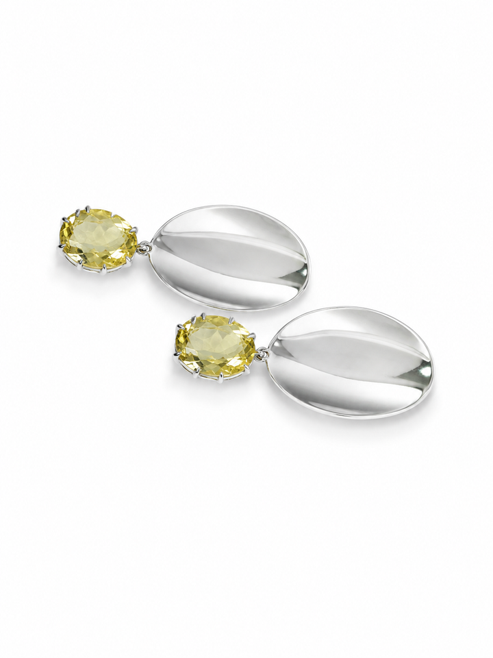 Brinco Oval com Pedra Natural