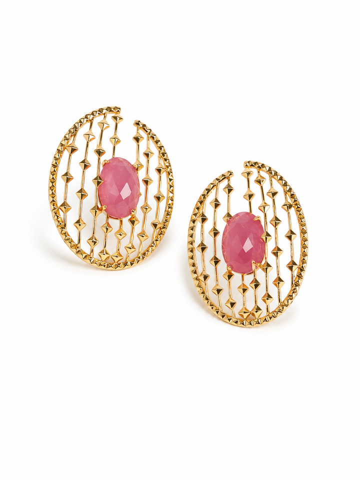 Brinco Oval com Pedras