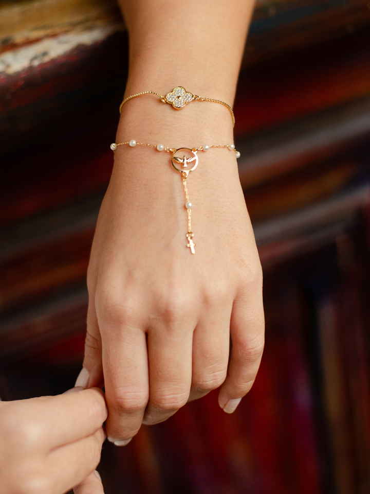 Pulseira Religiosa com pérolas
